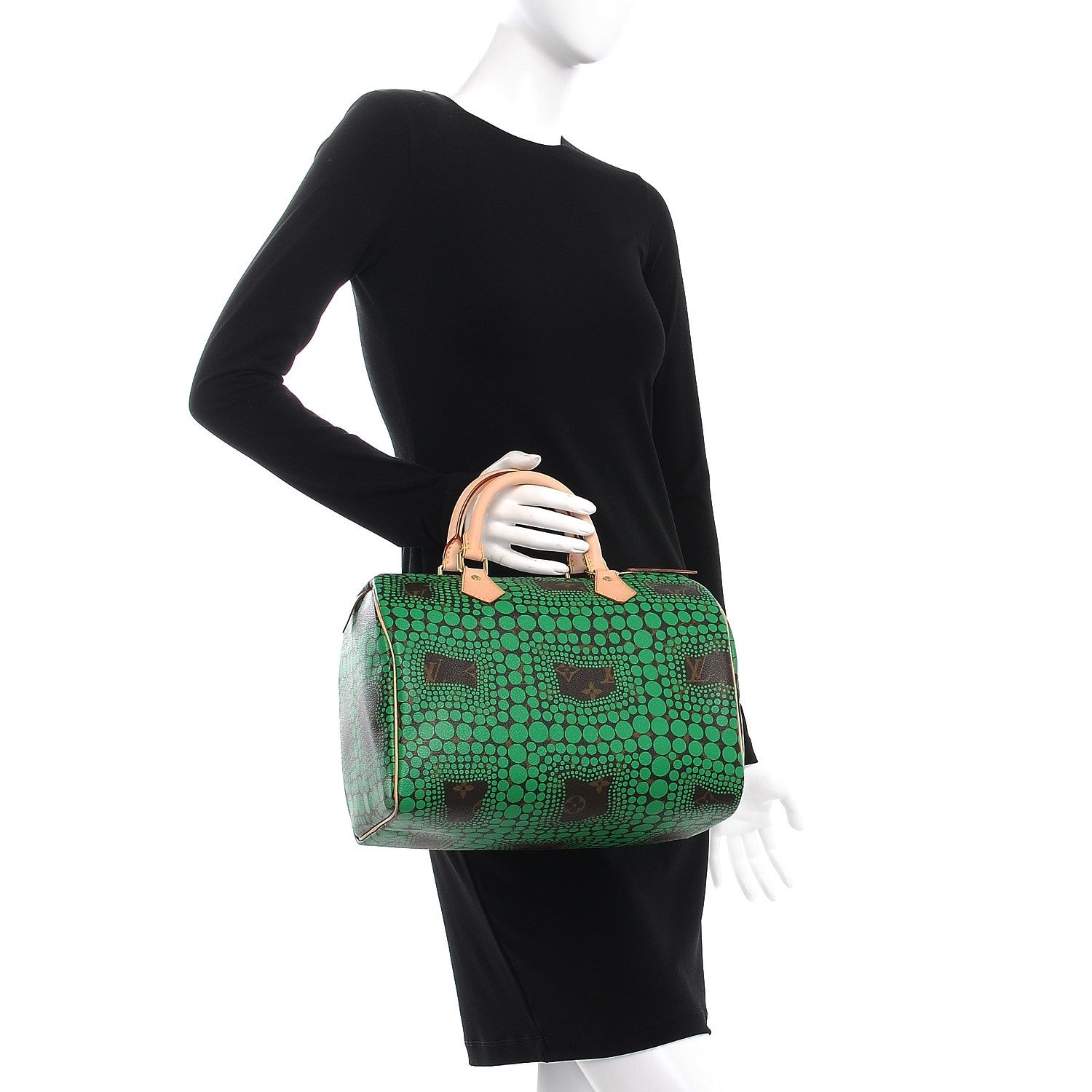 Louis Vuitton Monogram Kusama Town Speedy 30 Green 2 of 8