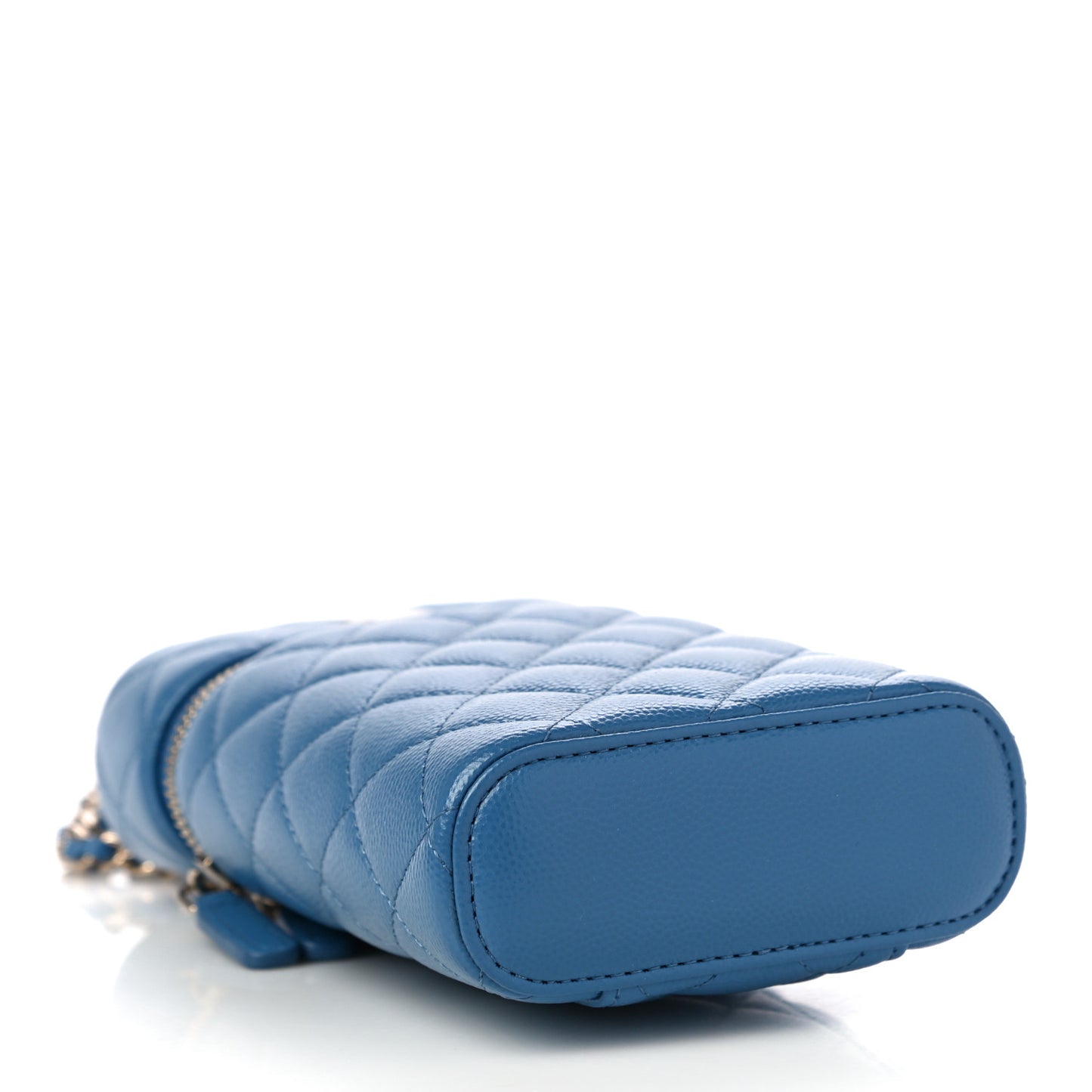 Caviar Quilted Phone Holder With Chain Blue
