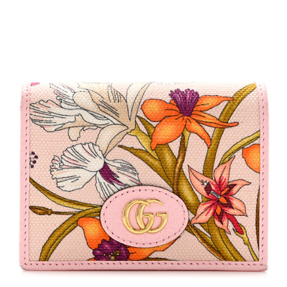 Gucci Canvas Flora Card Case Wallet Pink 1 of 8