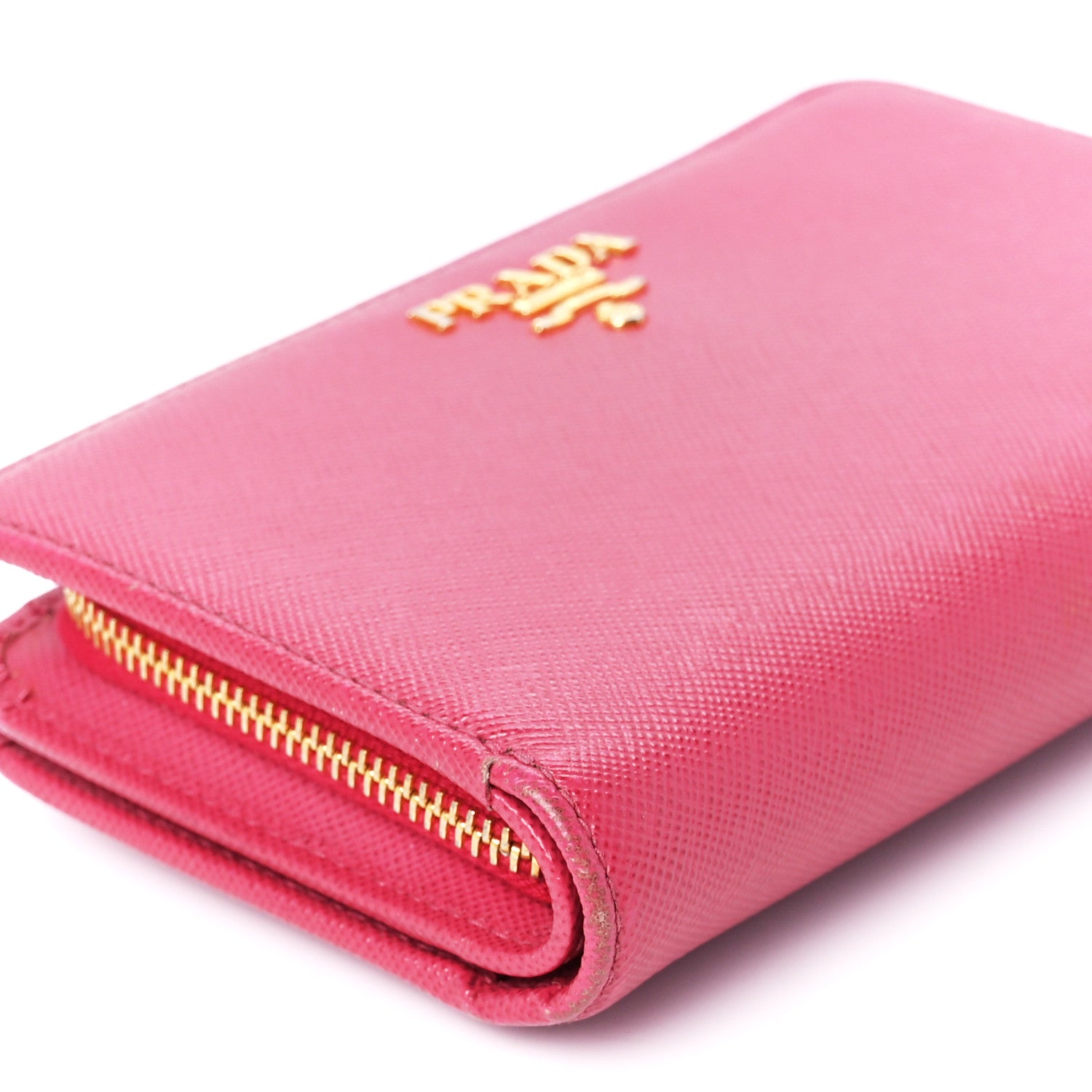 Prada Saffiano Metal Compact Wallet Peonia 13 of 16