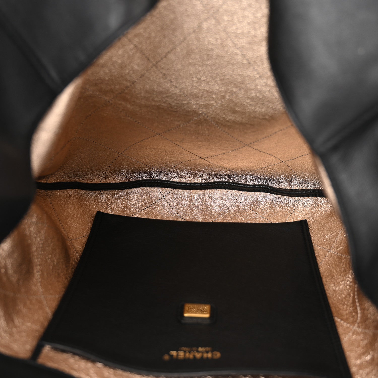 Chanel Calfskin Stitched Curved Chain Hobo Black 5 of 10