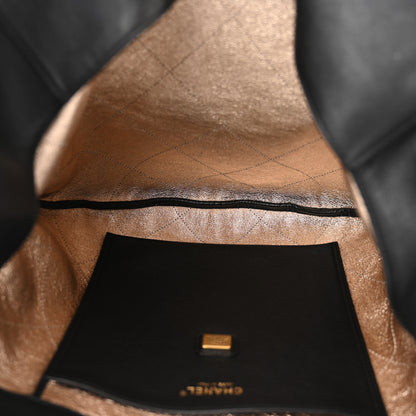 Chanel Calfskin Stitched Curved Chain Hobo Black 5 of 10