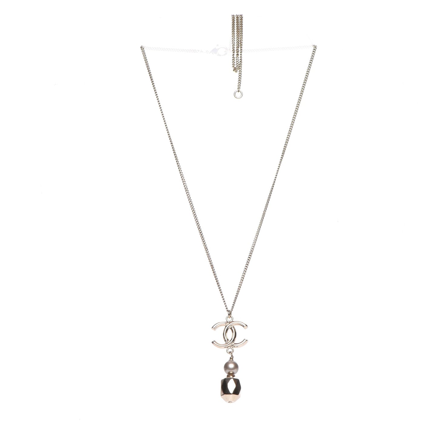 Pearl CC Pendant Necklace Gold
