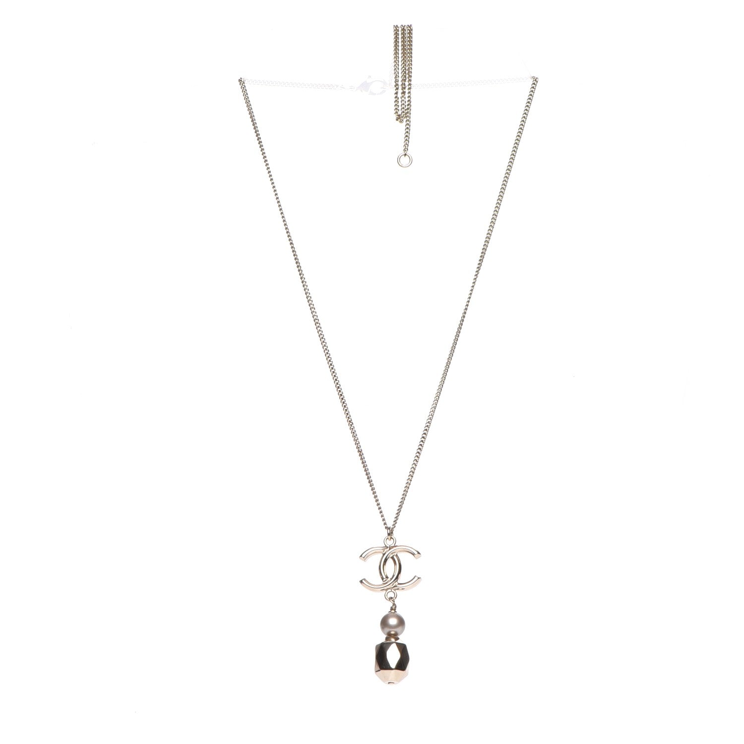 Chanel Pearl CC Pendant Necklace Gold 4 of 7