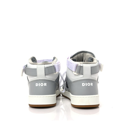 Christian Dior Smooth Calfskin Jacquard Oblique Mens B27 Mid Top Sneakers 41 Beige Blue 5 of 8
