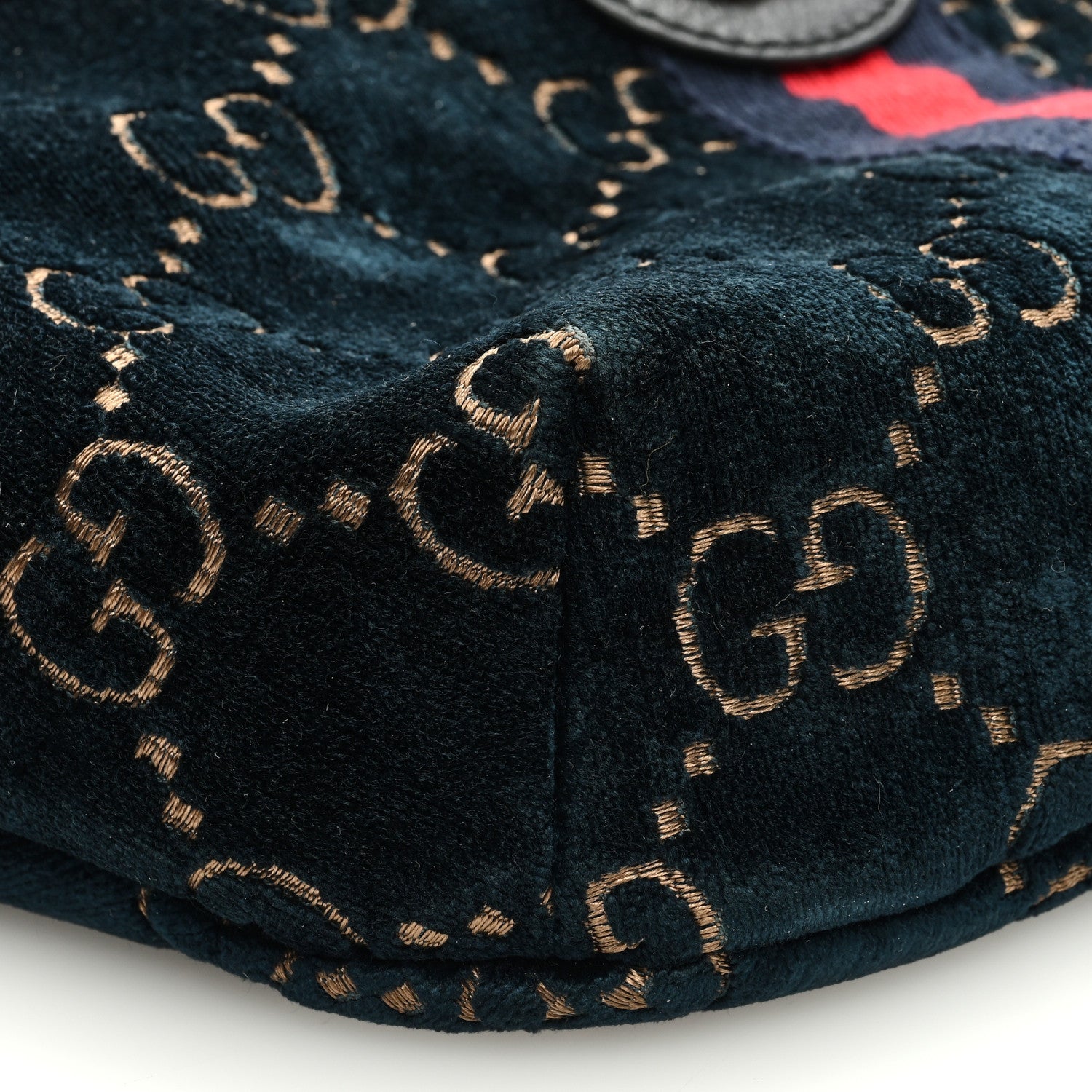 Gucci Velvet GG Monogram Web Belt Bag Blue Beige 8 of 9