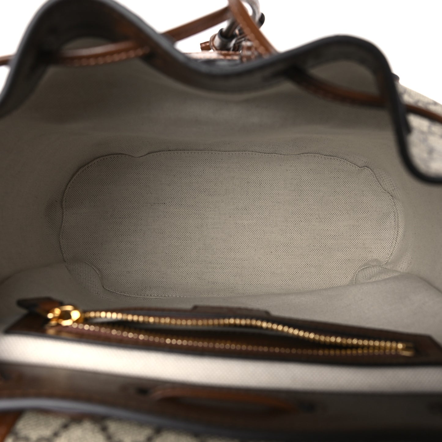 GG Supreme Monogram Azalea Calfskin Retro Interlocking G Buckle Backpack Beige Ebony Brown Sugar