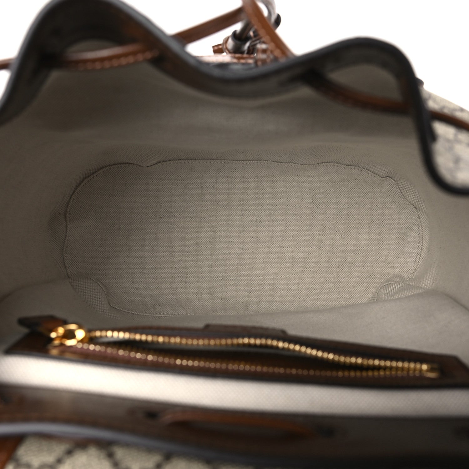Gucci GG Supreme Monogram Azalea Calfskin Retro Interlocking G Buckle Backpack Beige Ebony Brown Sugar 5 of 10
