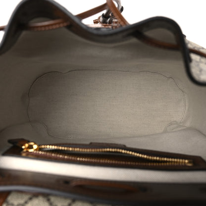 Gucci GG Supreme Monogram Azalea Calfskin Retro Interlocking G Buckle Backpack Beige Ebony Brown Sugar 5 of 10