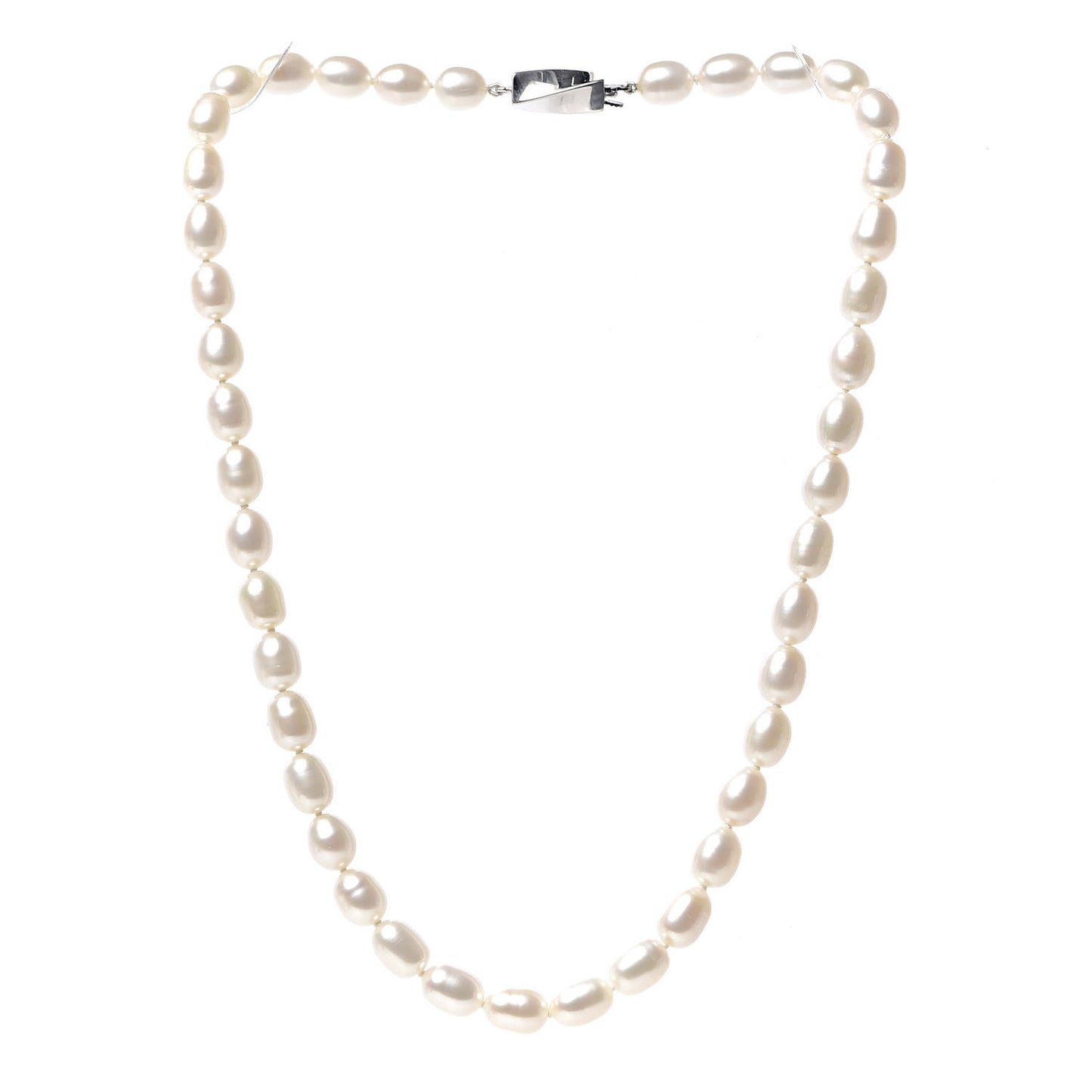 Sterling Silver Pearl 7mm Strand Twist Clasp Necklace
