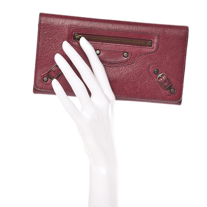 Balenciaga Agneau Classic Hardware Money Wallet Cassis 2 of 10