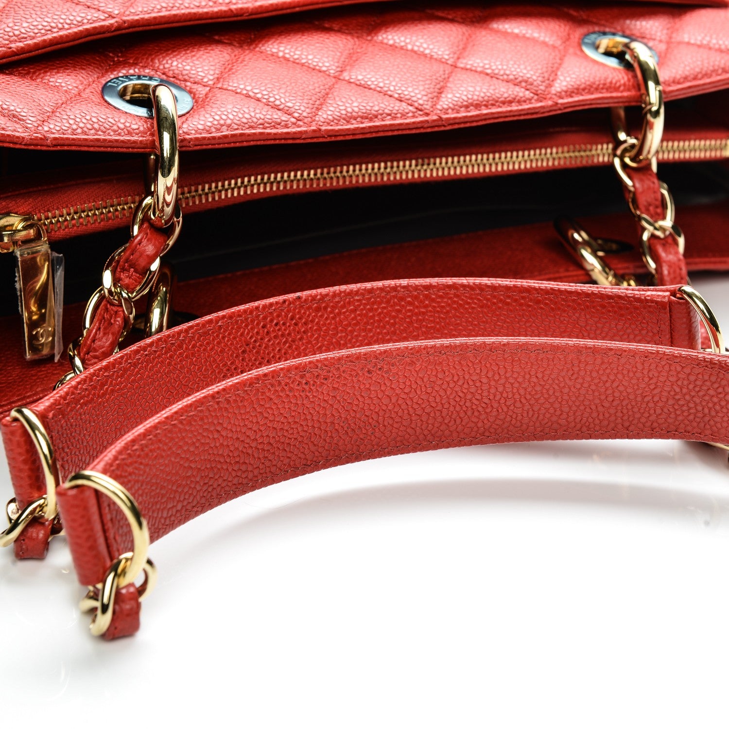 Chanel Caviar Quilted Grand Shopping Tote GST Red 9 of 9