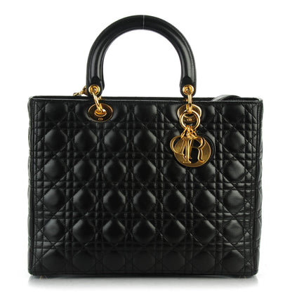 Christian Dior Lambskin Cannage Large Lady Dior Black 1 of 8