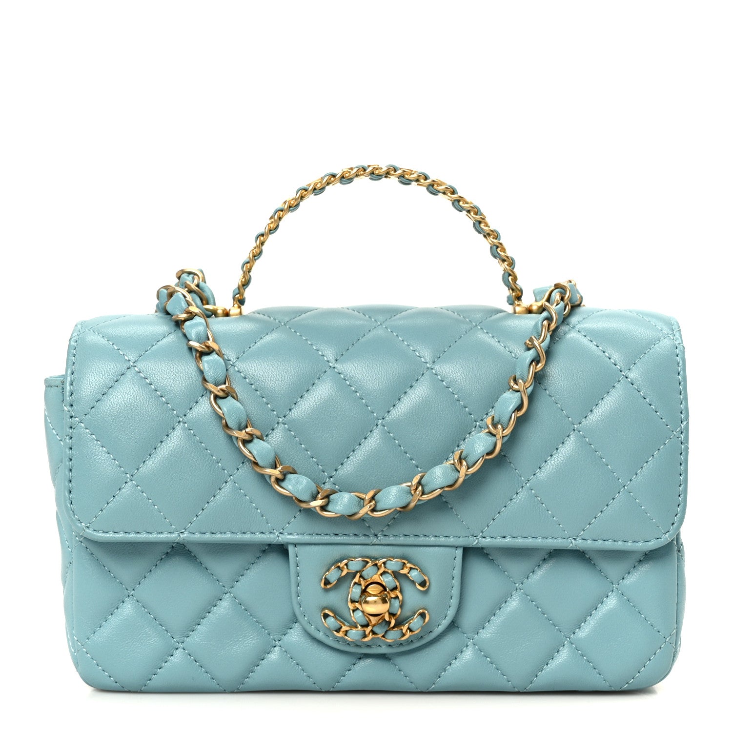 Chanel Lambskin Quilted Mini Strass On Top Flap Blue 1 of 11