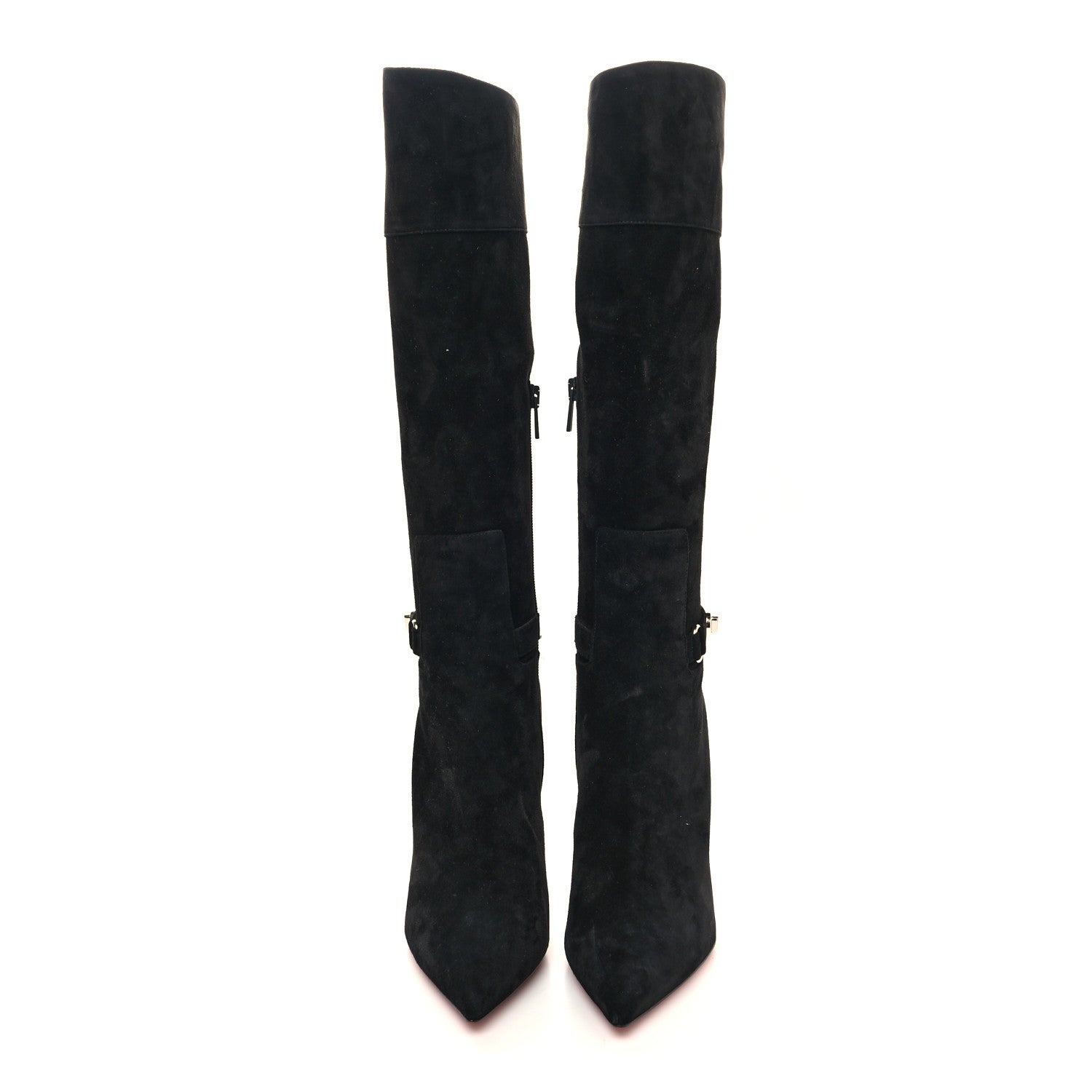 Christian Louboutin Suede Lock Kate Botta 100 Knee High Boots 38 Black 2 of 6