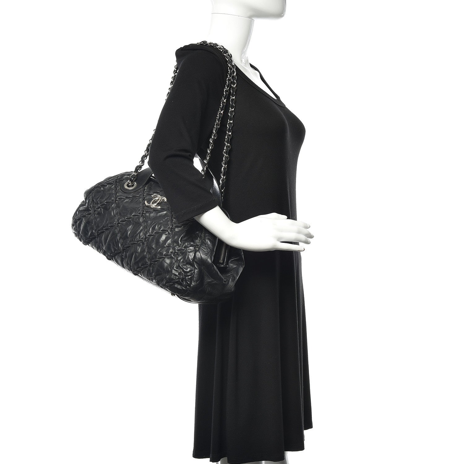 Chanel Calfskin Ultra Stitch Bowler Black 3 of 11