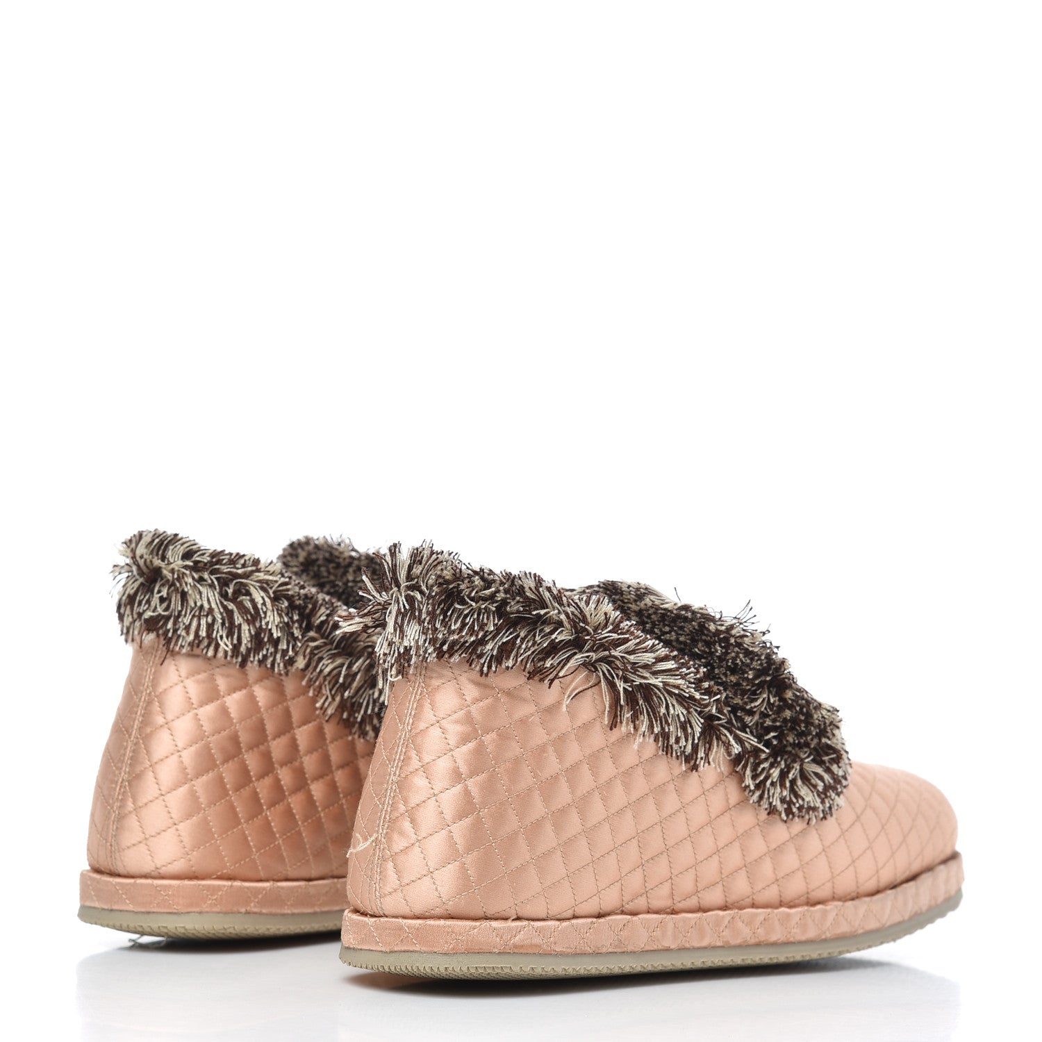 Gucci Satin Quilted Womens Fria Horsebit Loafers 35 Apricot Beige 4 of 9