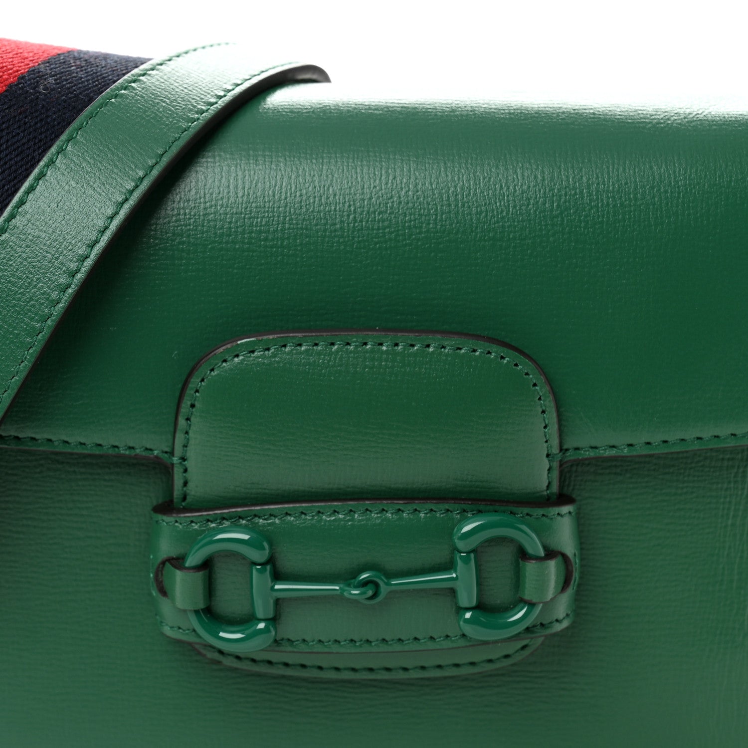 Gucci Azalea Calfskin Web Monochrome Horsebit 1955 Shoulder Bag Emerald 9 of 11
