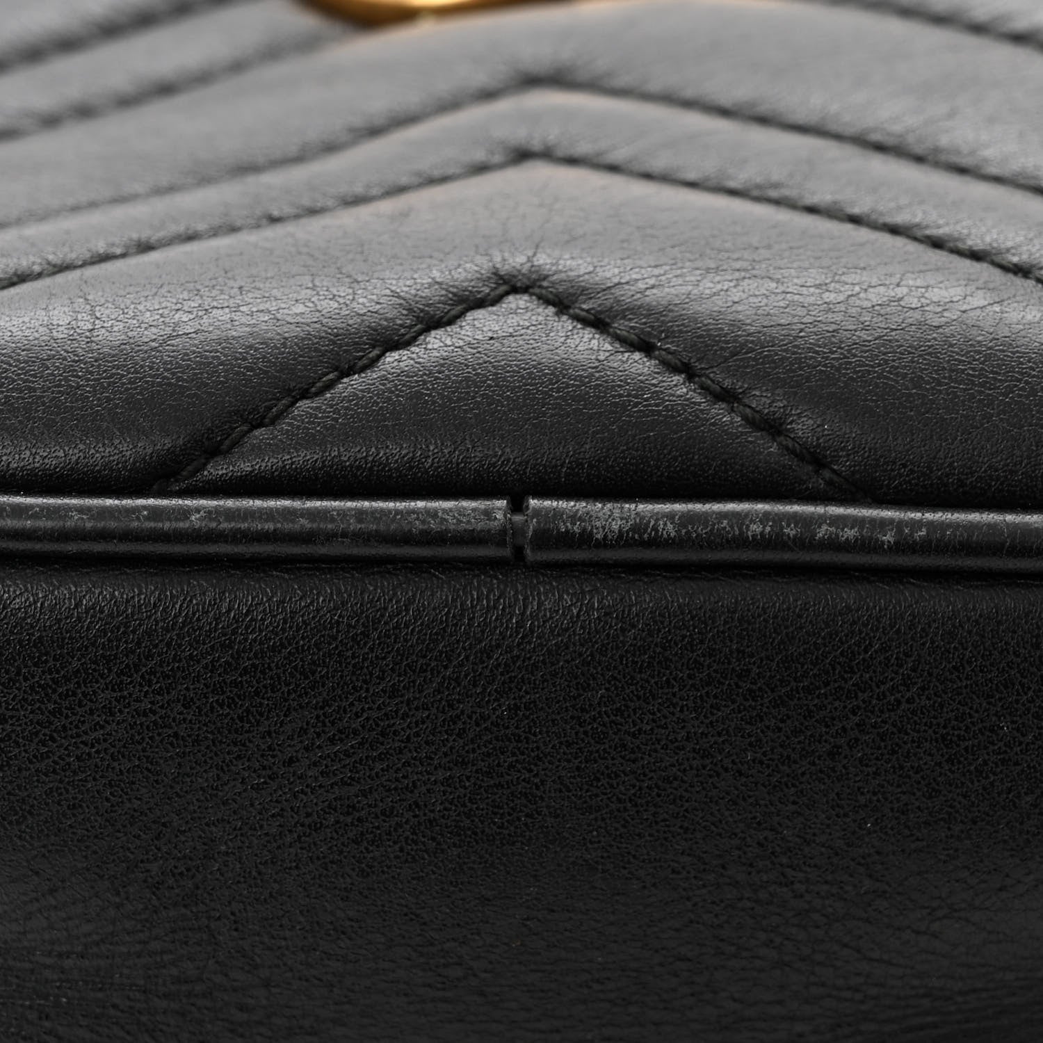 Gucci Calfskin Matelasse Mini GG Marmont Chain Shoulder Bag Black 11 of 13