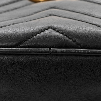 Gucci Calfskin Matelasse Mini GG Marmont Chain Shoulder Bag Black 11 of 13