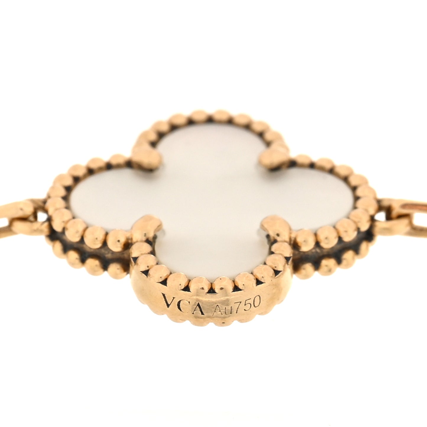 18K Yellow Gold Mother of Pearl 5 Motifs Vintage Alhambra Bracelet