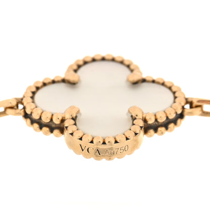 Van Cleef & Arpels 18K Yellow Gold Mother of Pearl 5 Motifs Vintage Alhambra Bracelet 4 of 5