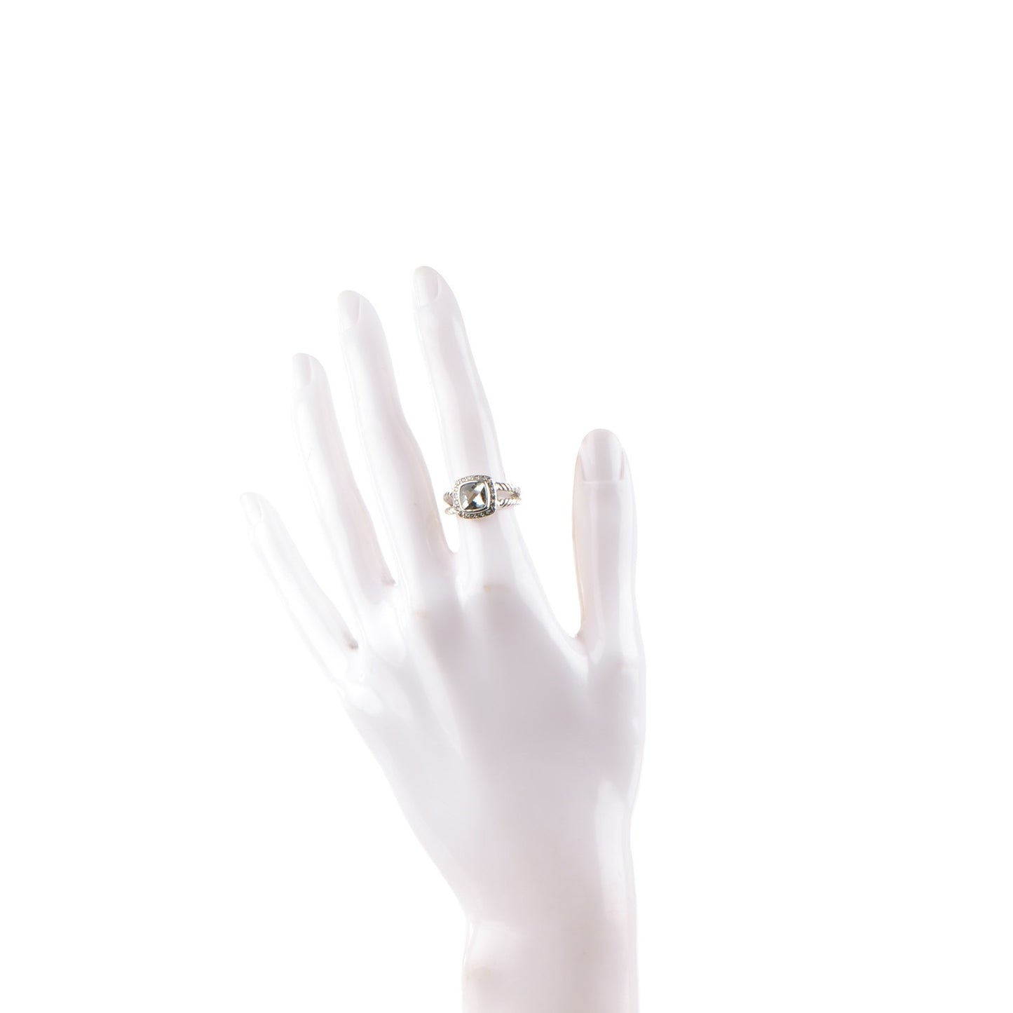Sterling Silver Diamond Prasiolite 7mm Petite Albion Ring 49 5