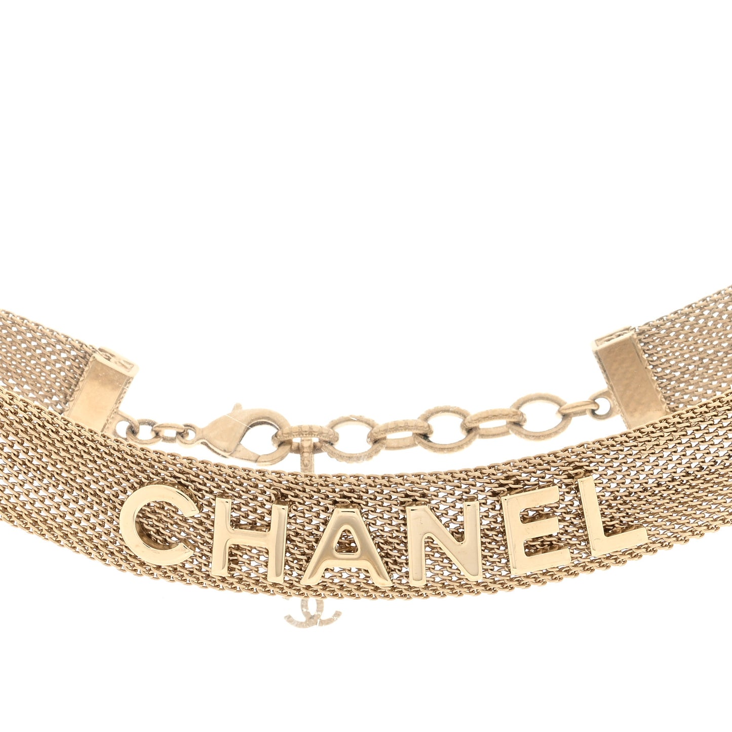 Mesh Logo Choker Necklace Gold