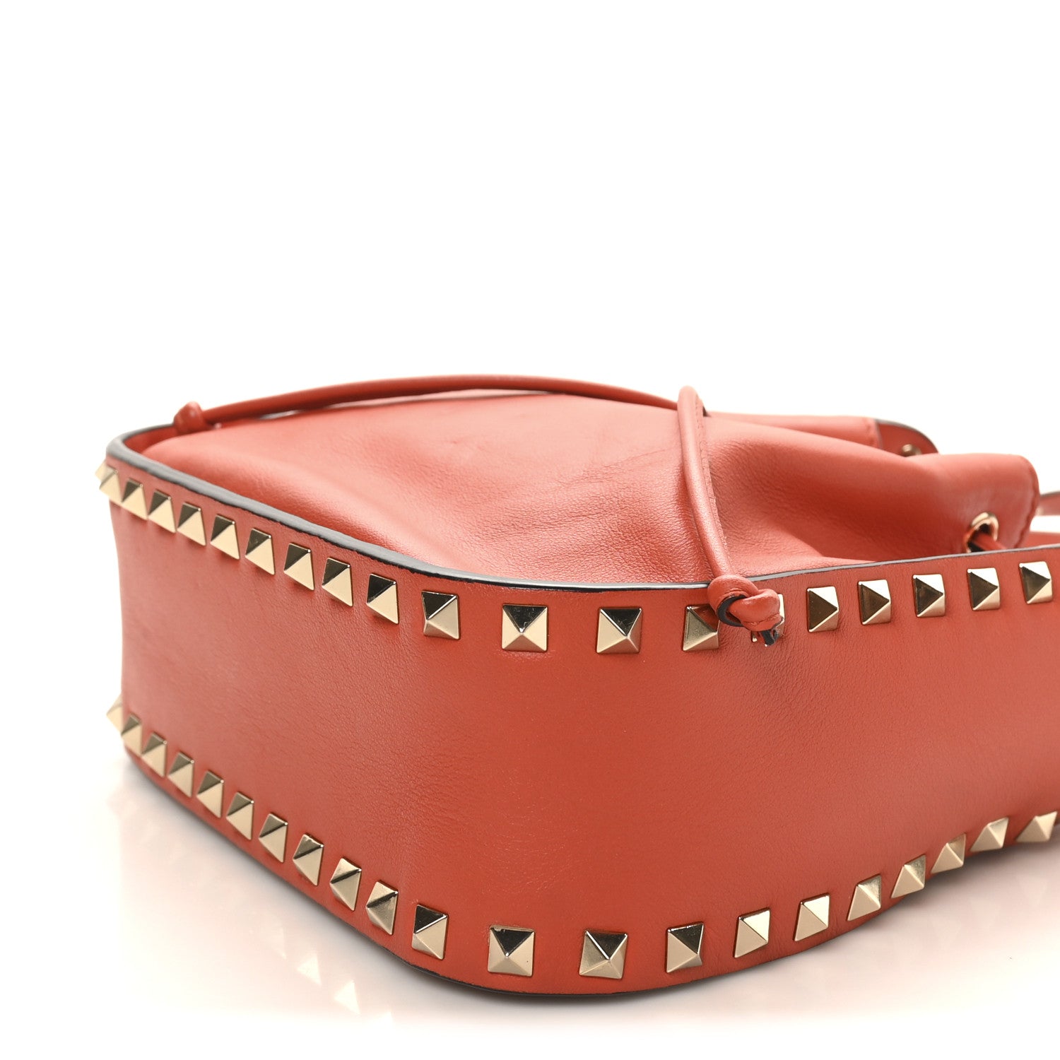 Valentino Garavani Grained Calfskin Rockstud Bucket Bag Orange 9 of 10