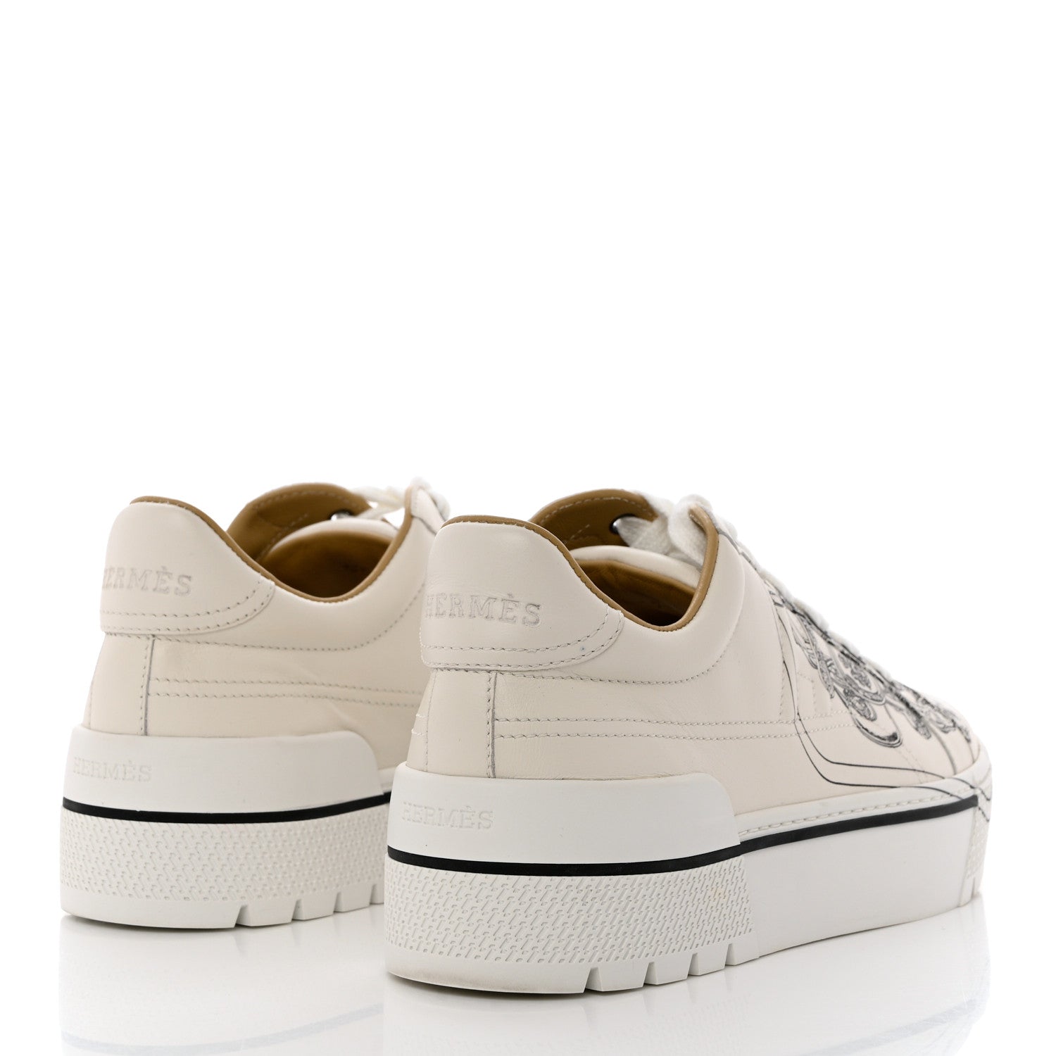 Hermes Swift Brides de Gala Print Womens Voltage Sneakers 37 White Black 4 of 11