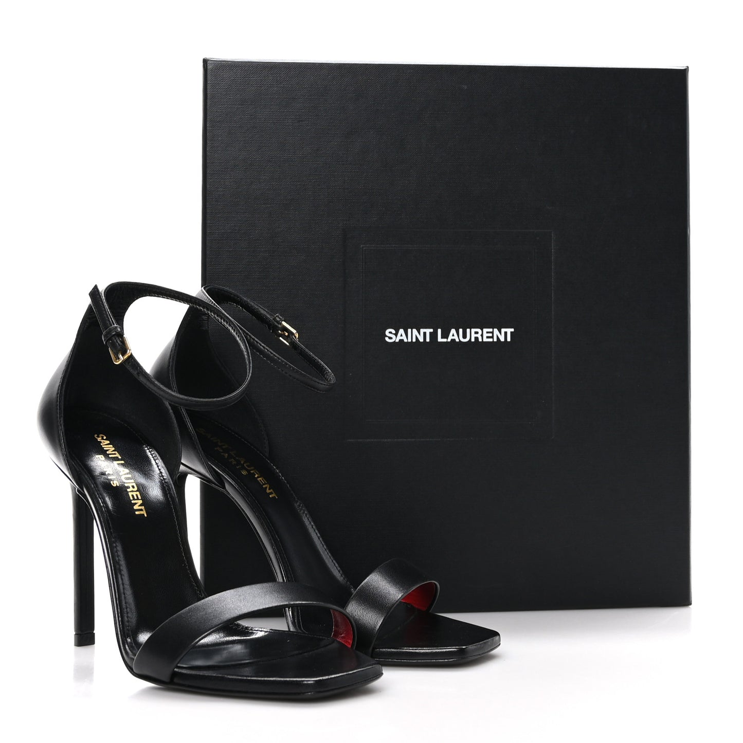 Calfskin Amber 105 Ankle Strap Sandals 36.5 Black