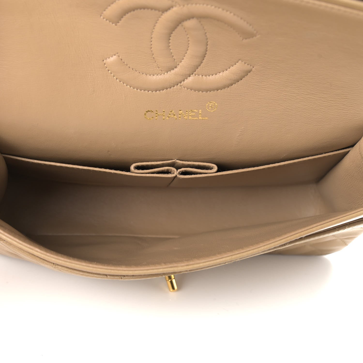 Chanel Lambskin Quilted Medium Double Flap Beige 4 of 23