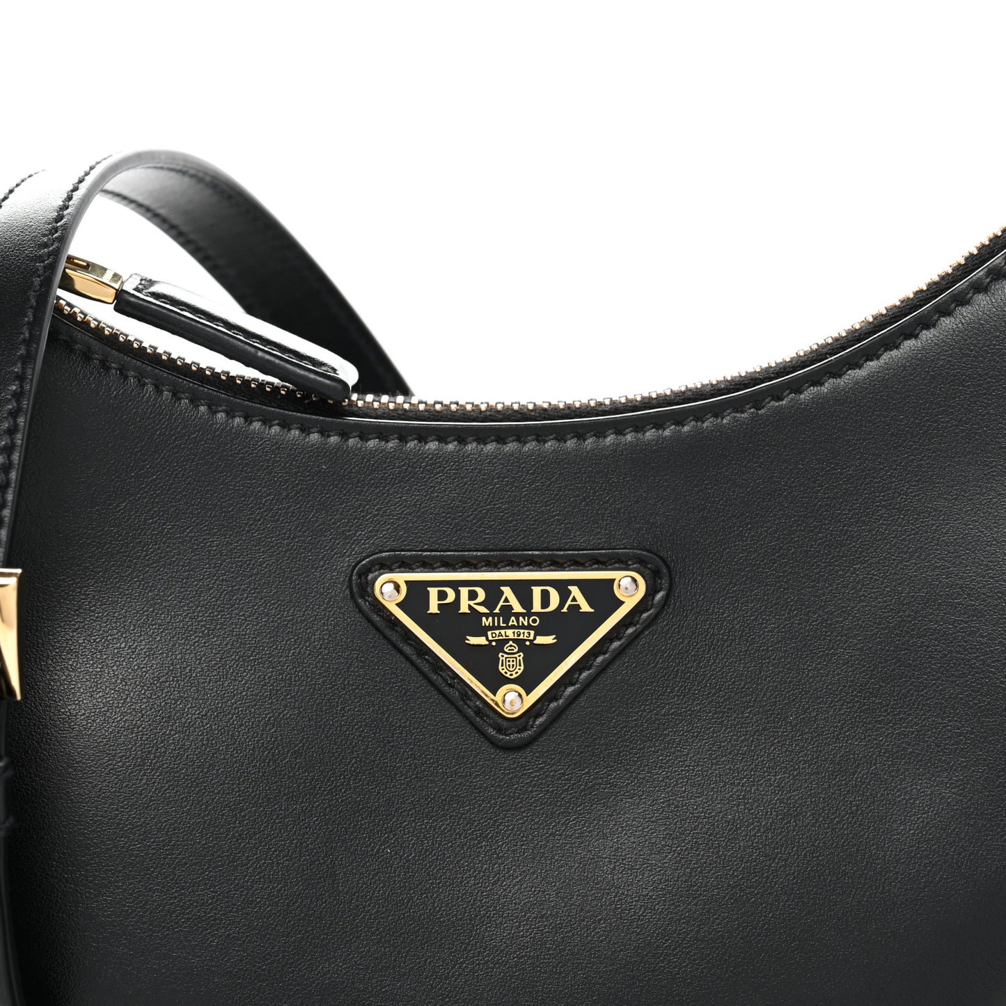 Soft Calfskin Arque Shoulder Bag Black