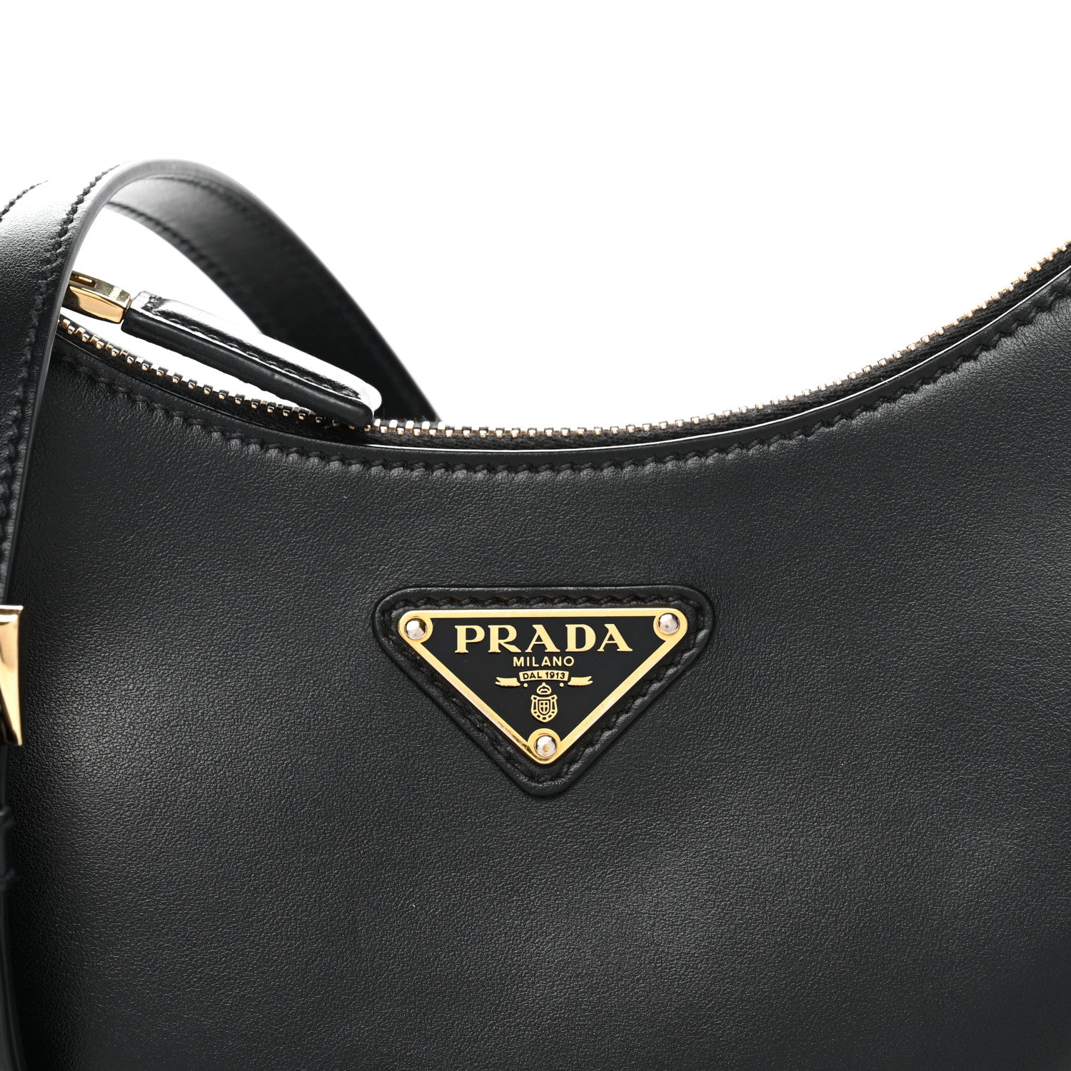 Prada Soft Calfskin Arque Shoulder Bag Black 8 of 11