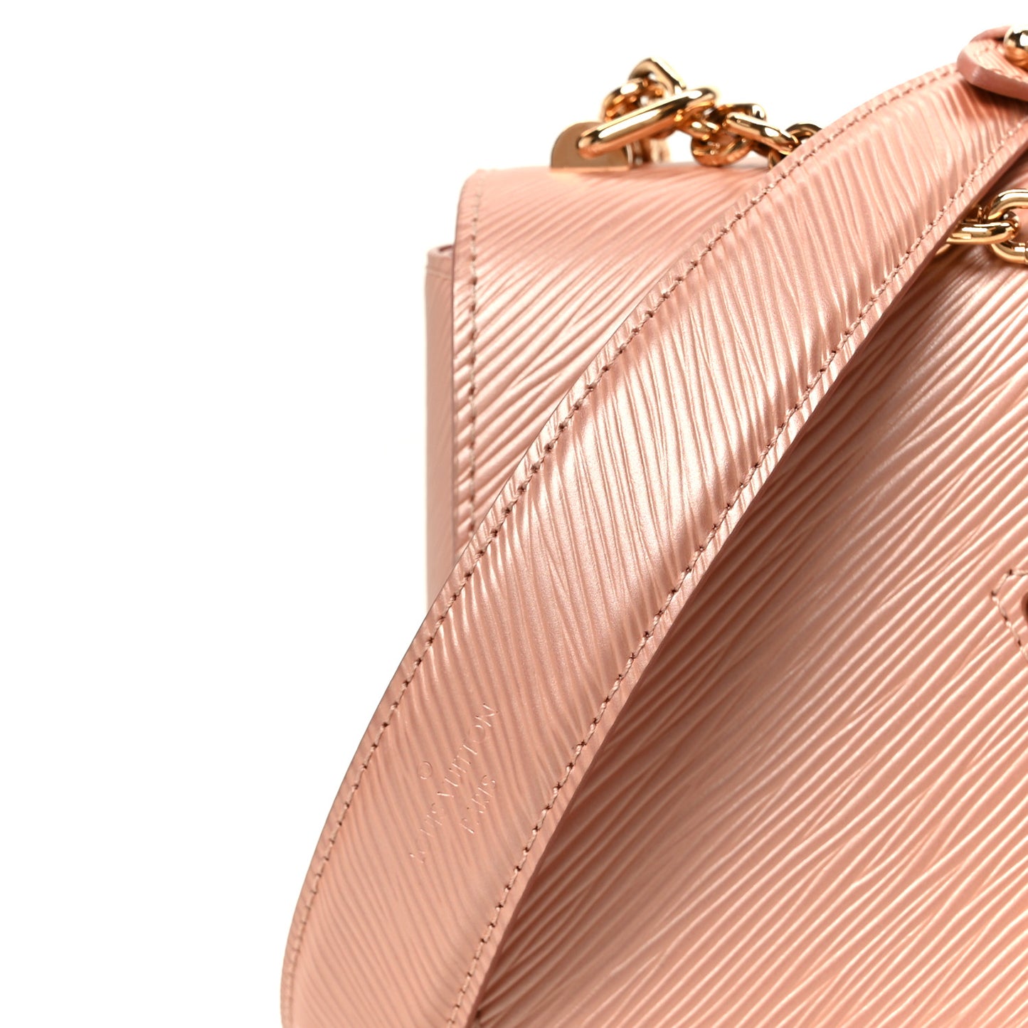 Metallic Epi Twist Shoulder Bag MM Rose Blossom Pink