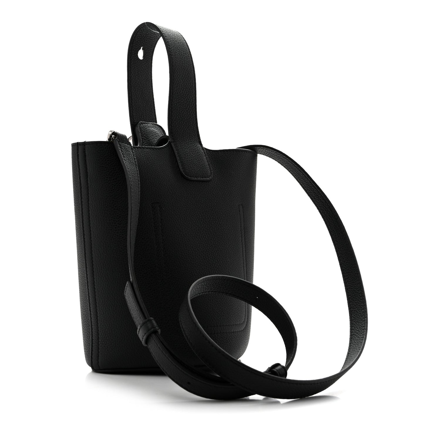 Soft Grained Calfskin Mini Pebble Bucket Bag Black