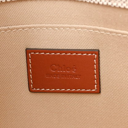 Chloe Cotton Calfskin Small Woody Ribbon Tote With Strap White Brown 6 of 9