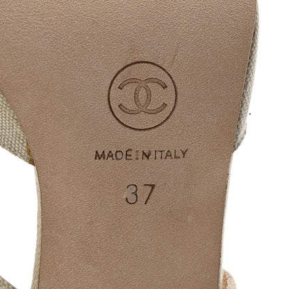 Chanel Canvas Slingback Pumps 37 Beige 7 of 9
