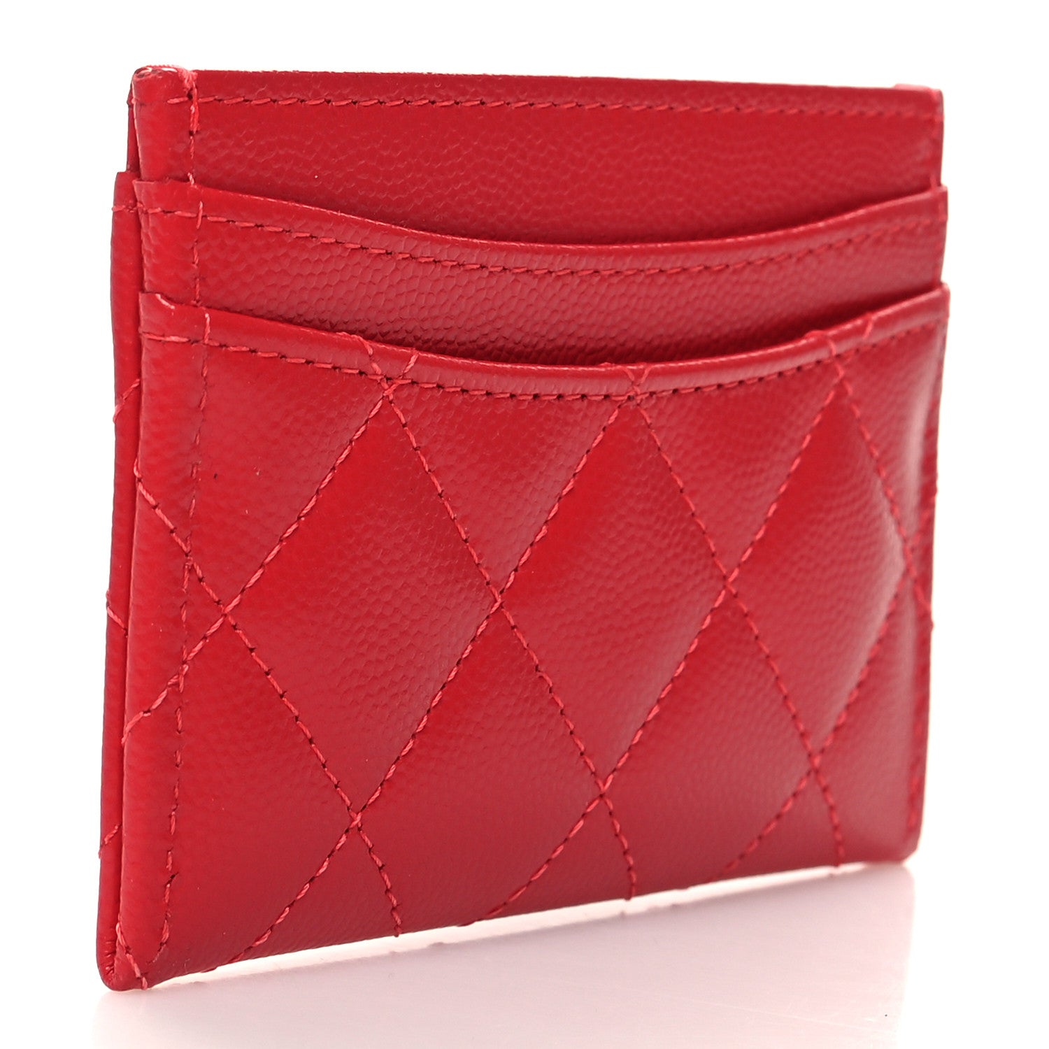 Chanel Caviar Quilted Card Holder Red 3 of 9