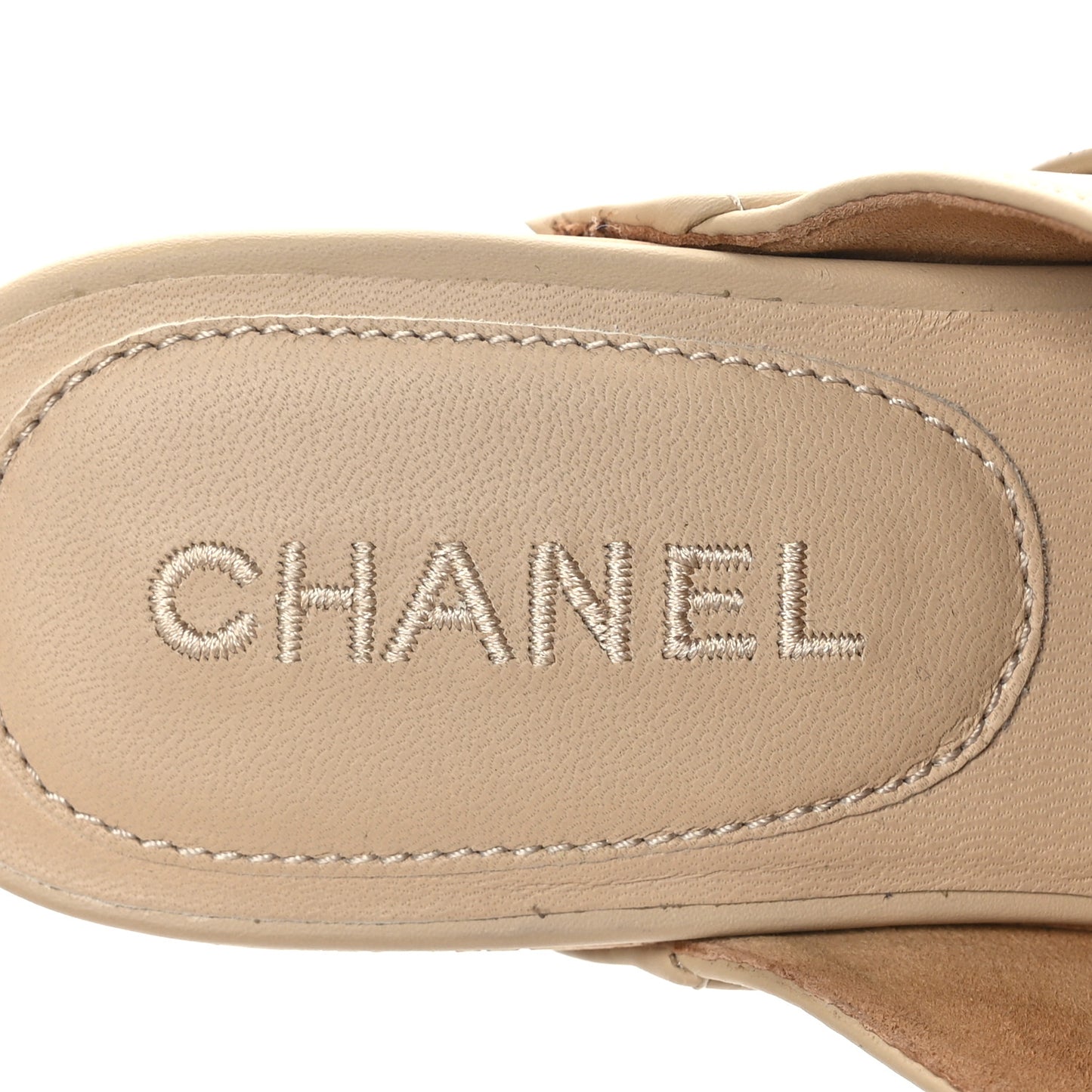Calfskin CC Turn Lock Clogs 37 Beige