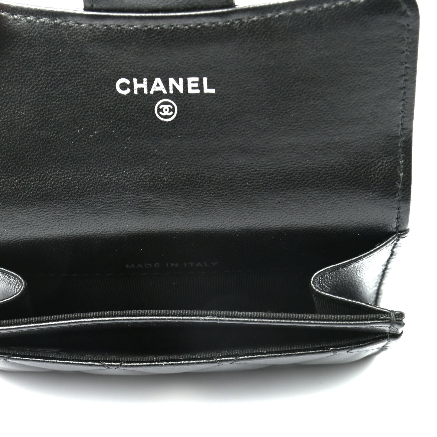 Lambskin Quilted Flap Card Holder Wallet So Black