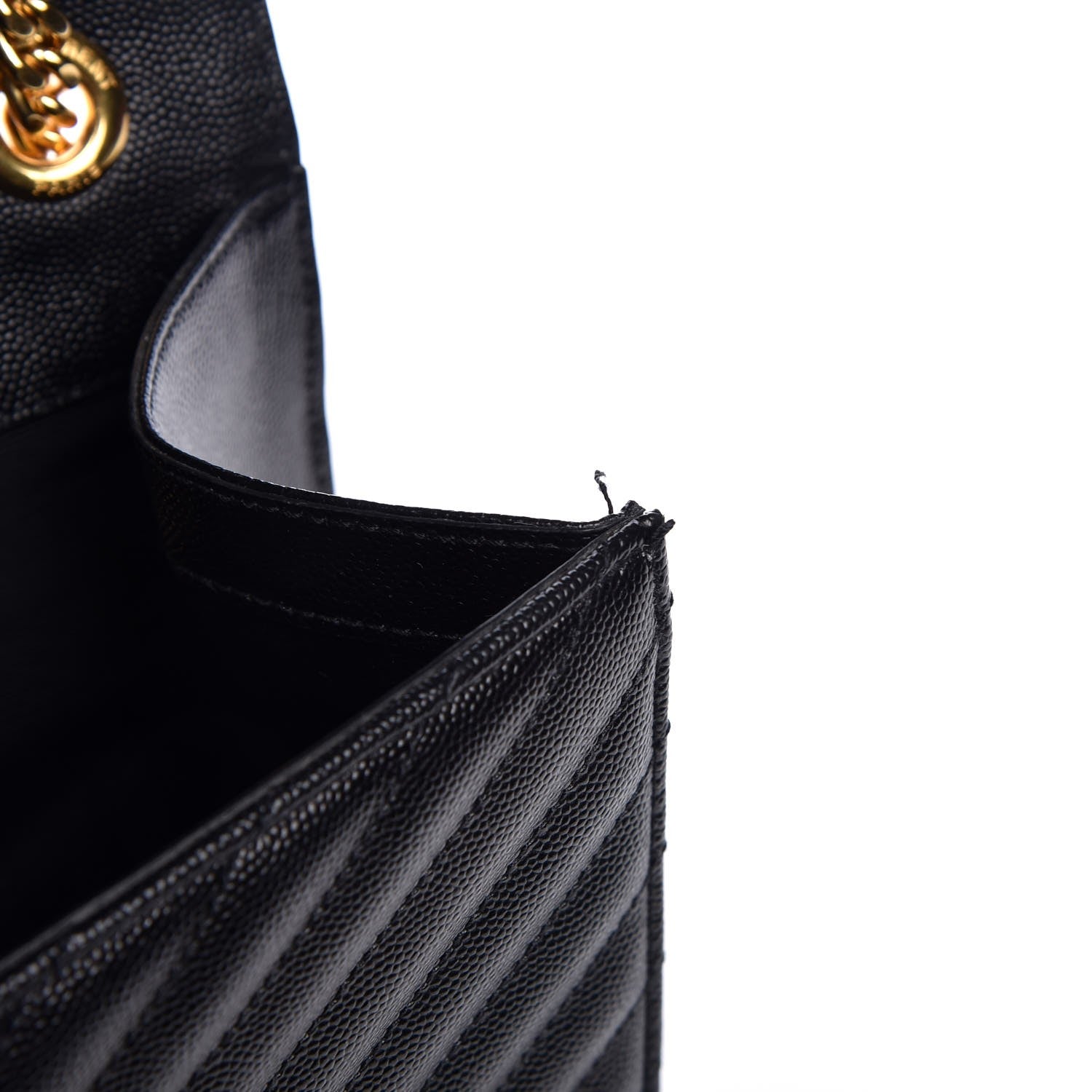 Saint Laurent Grain De Poudre Matelasse Chevron Large Monogram Satchel Black 9 of 9