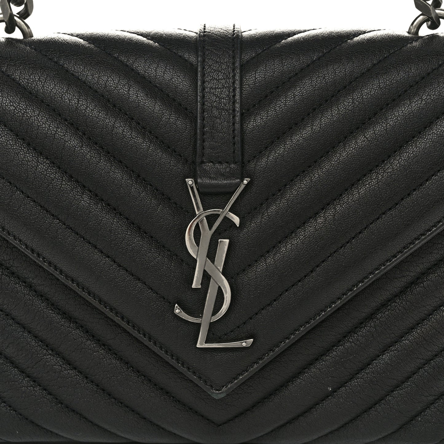 Sheepskin Matelasse Chevron Monogram Medium College Bag Black