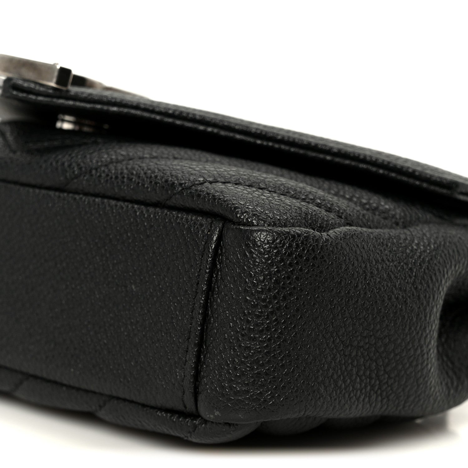 Saint Laurent Grained Calfskin Matelasse Chevron Classic Monogram Baby Chain Bag Black 11 of 11