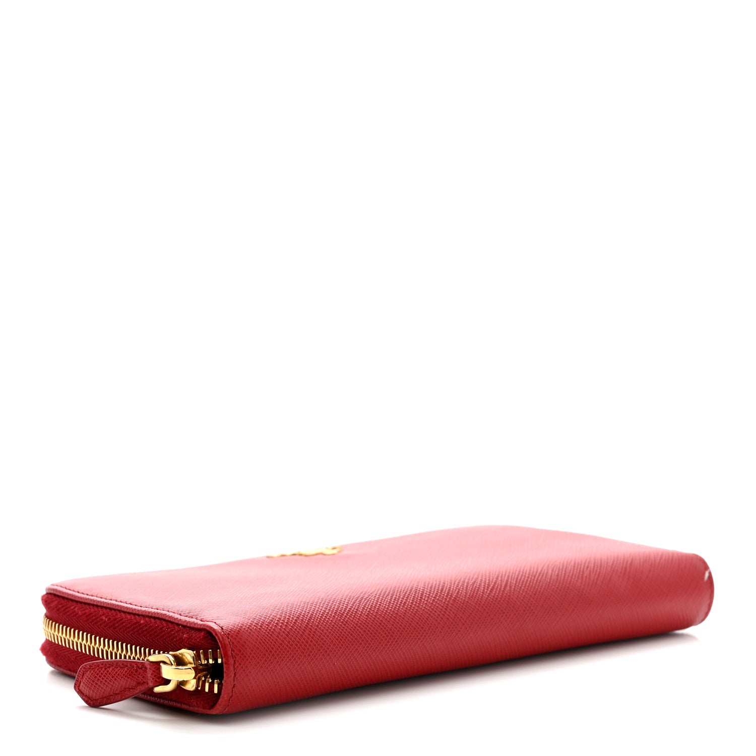 Prada Saffiano Metal Zip Around Wallet Fuoco 4 of 11