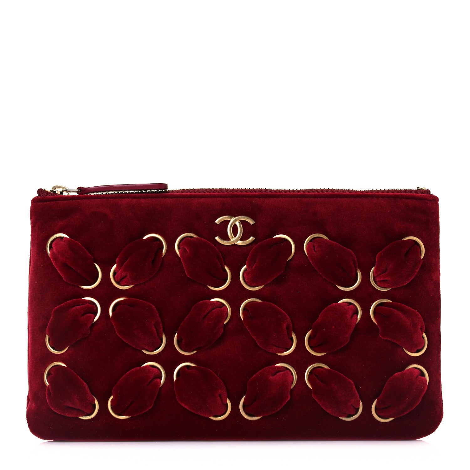 Chanel Velvet Pouch Burgundy 1 of 11