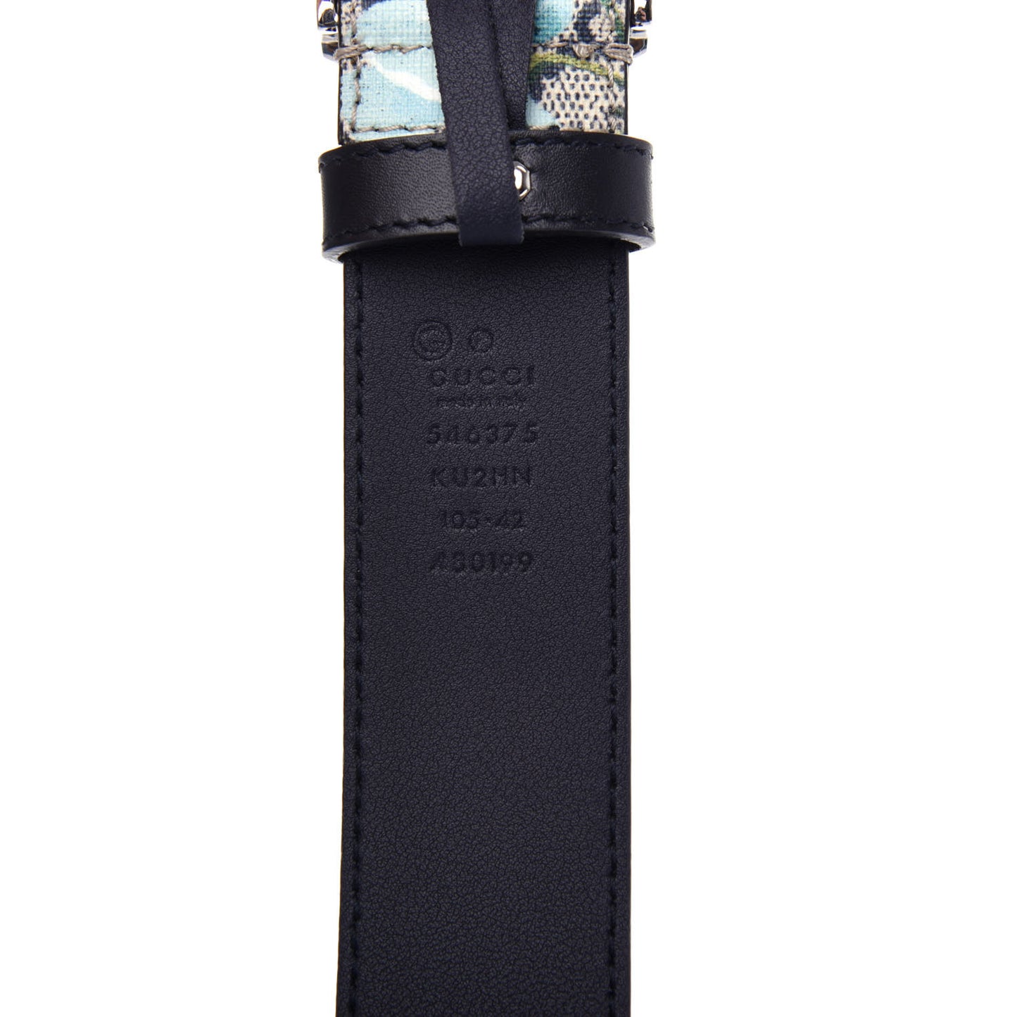GG Supreme Monogram Blooms Plaque Belt 105 42 Blue