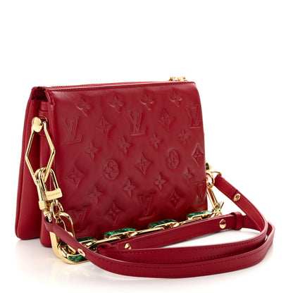 Louis Vuitton Mother of Pearl Lambskin Embossed Monogram Coussin BB Red Green 3 of 9