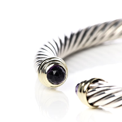 David Yurman Sterling Silver 14K Yellow Gold Amethyst 5mm Cable Classics Petite Color Bracelet 5 of 7