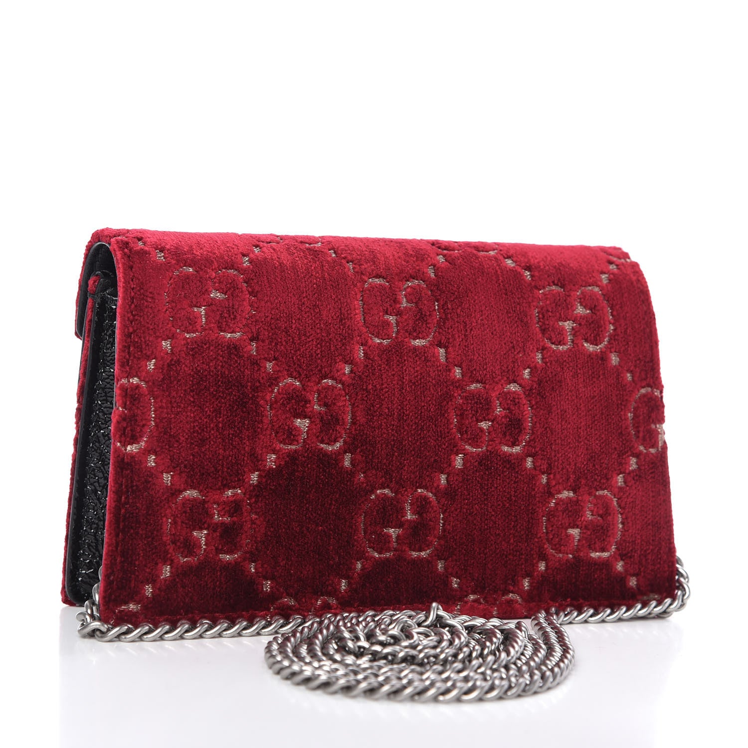 Gucci Velvet GG Monogram Super Mini Dionysus Shoulder Bag Red Cipria Black 3 of 10